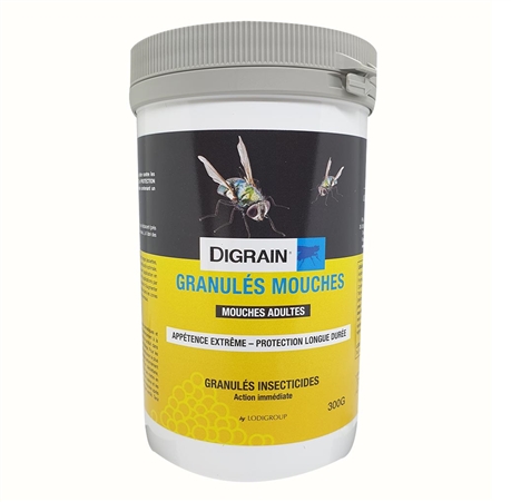 Attractif anti mouches granulés jaunes insecticide Acétamipride Digrain  granul´mouches