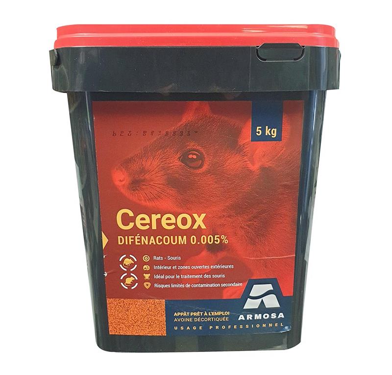 Cereox DF céréales difénacoum rats souris avoine decortiqué 5 kg