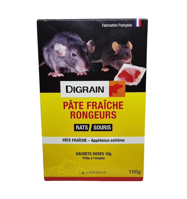 Pâte fraîche rongeurs raticide souricide difénacoum 25 PPM