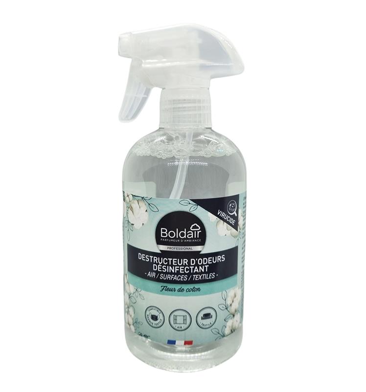 Spray destructeur d'odeurs désinfectant coton Boldair 500ml