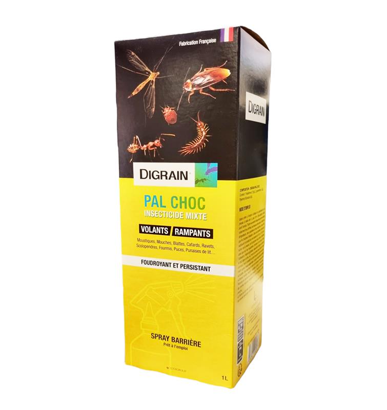 Spray 500 ml - Digrain - Pal Choc - Moustiques, Mouches, Blattes, Fourmis,  Puces, Punaises de lit