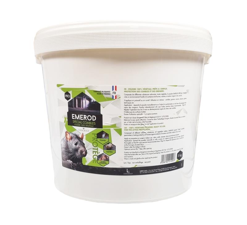 EMEROD 5 KG, poudre répulsive anti souris, rat, fouine pour comble & grenier