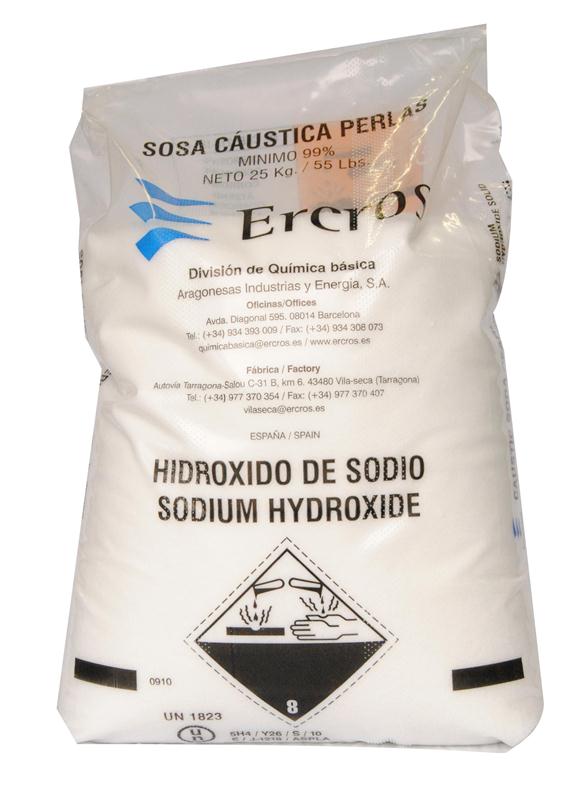 Soude caustique micro perle hydroxyde de sodium 98% sac de 25 kg