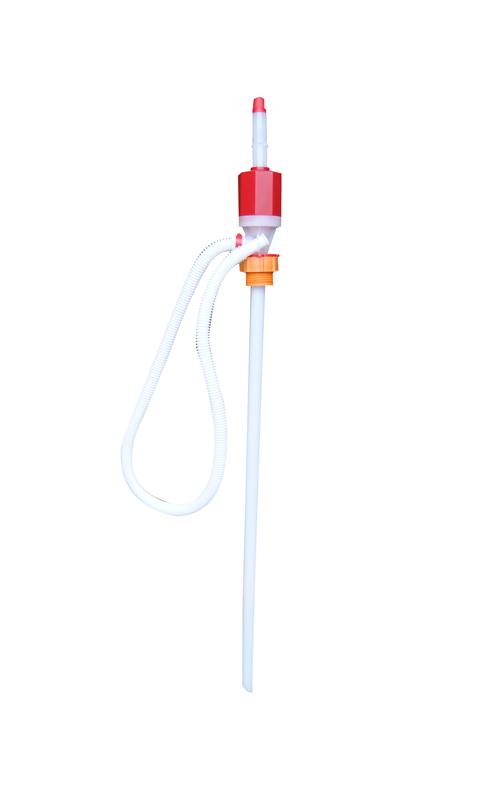 Pompe siphon vide fût plastique tête rouge + adapteur 200 et 60 litres