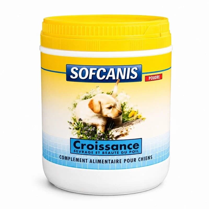 Pot de 400g de poudre minerale et vitaminique pour croissance chiot et chienne allaitante Sofcanis Canin Croissance